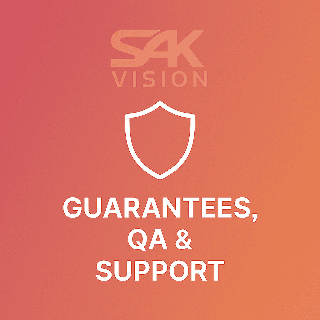 Quality assurance, guarantees, and support for reliable solutions